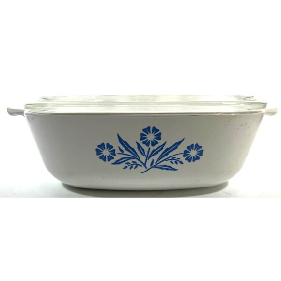 Vtg CorningWare 1Qt Casserole Dish + Lid Cornflower USA '60s - Picture 2 of 8
